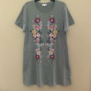 Umgee Gray Embroidered Dress